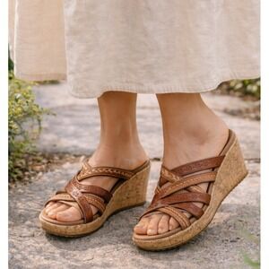 Skechers Womens Cali Beverlee Resort Getaway Wedge Sandals Sz 7 Summer Vacation